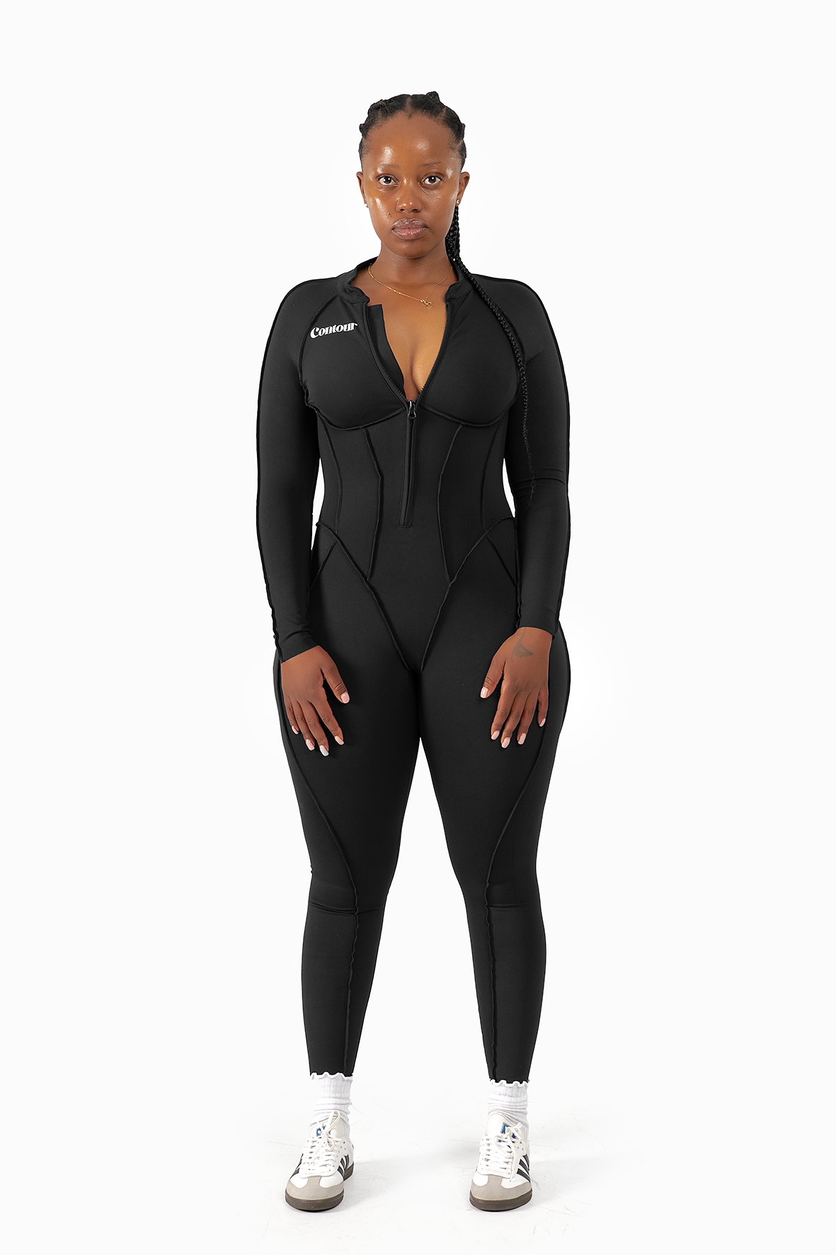Long Sleeve Black Open-Back Catsuit